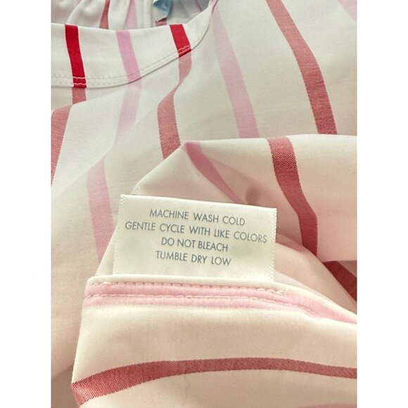 Lake Poplin Ruffle Midi Nightgown in Candy Stripe Red White Pink Pockets Size XS - Picture 9 of 10
